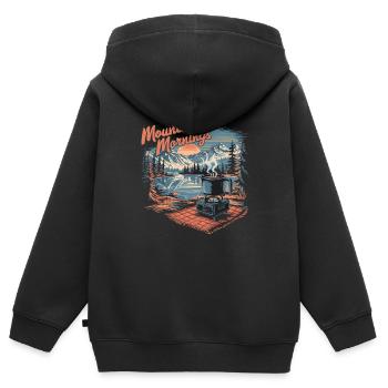 Morgen in den Bergen, Picknick am See mit - Kinder Premium Organic Zip Hoodie - Schwarz - Hinten - AI Model Kid Male (0cm)