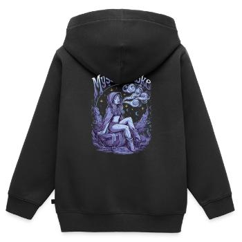 Mystische Frau Mit Rauch In Fantasiewelt Voller - Kinder Premium Organic Zip Hoodie - Schwarz - Hinten - AI Model Kid Male (0cm)