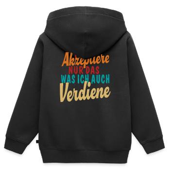 Accepter ce que je mérite - Sweat Premium à capuche zippé enfant bio - noir - Dos - AI Model Kid Male (0cm)