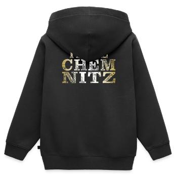 JE ME SENS CHEMNITZ - Sweat Premium à capuche zippé enfant bio - noir - Dos - AI Model Kid Male (0cm)