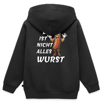 ES IST NICHT ALLES WURST - Kinder Premium Organic Zip Hoodie - Schwarz - Hinten - AI Model Kid Male (0cm)