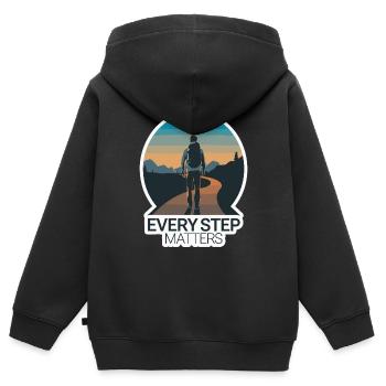 VOYAGE, CHAQUE PAS COMPTE - Sweat Premium à capuche zippé enfant bio - noir - Dos - AI Model Kid Male (0cm)