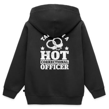 Von einem Justizvollzugsbeamten Lustige Ehefrau genommen - Kinder Premium Organic Zip Hoodie - Schwarz - Hinten - AI Model Kid Male (0cm)