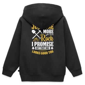 Nur noch ein Fels Ich verspreche Lustiger Geologie-Fels - Kinder Premium Organic Zip Hoodie - Schwarz - Hinten - AI Model Kid Male (0cm)