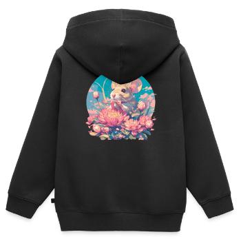 Mäuse Maus - Kinder Premium Organic Zip Hoodie - Schwarz - Hinten - AI Model Kid Male (0cm)