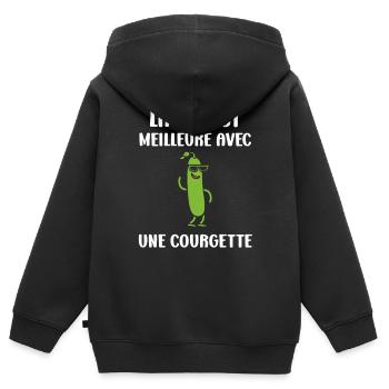 Zucchini-Humor - Kinder Premium Organic Zip Hoodie - Schwarz - Hinten - AI Model Kid Male (0cm)