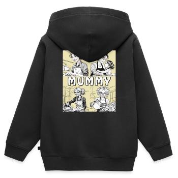 FRAU HAUSARBEIT MUMMY - Kinder Premium Organic Zip Hoodie - Schwarz - Hinten - AI Model Kid Male (0cm)