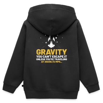Gravité Vous ne pouvez pas y échapper Drôle Science de la gravité - Sweat Premium à capuche zippé enfant bio - noir - Dos - AI Model Kid Male (0cm)