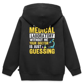 Ich bin ein stolzes medizinisches Labor Lustiges Labor - Kinder Premium Organic Zip Hoodie - Schwarz - Hinten - AI Model Kid Male (0cm)