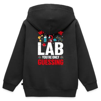 Ohne das Labor errät man nur lustiges Labor - Kinder Premium Organic Zip Hoodie - Schwarz - Hinten - AI Model Kid Male (0cm)