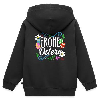 Joyeuses Pâques - Sweat Premium à capuche zippé enfant bio - noir - Dos - AI Model Kid Male (0cm)