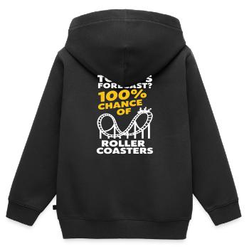 Les prévisions du jour ? 100 % de chances de montagnes russes - Sweat Premium à capuche zippé enfant bio - noir - Dos - AI Model Kid Male (0cm)