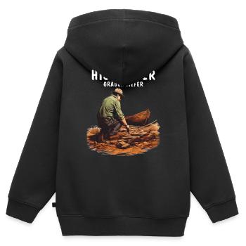 HISTORIKER GRABEN TIEFER - Kinder Premium Organic Zip Hoodie - Schwarz - Hinten - AI Model Kid Male (0cm)