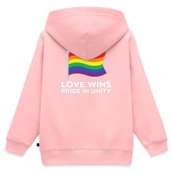 Love Wins Pride Outfit – Rainbow LGBTQ+ Design - Kids Premium Organic Zip-up Hoodie - rose - Back - AI Model Kid Female (0cm)