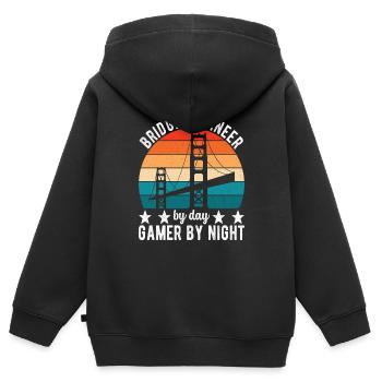 Ingénieur des ponts Construction de ponts - Sweat Premium à capuche zippé enfant bio - noir - Dos - AI Model Kid Male (0cm)