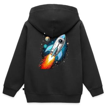ROCKET MARS FORWARD - Kids Premium Organic Zip-up Hoodie - black - Back - AI Model Kid Male (0cm)