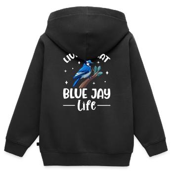 Living That Blue Jay Life Lustige Vogelbeobachtung - Kinder Premium Organic Zip Hoodie - Schwarz - Hinten - AI Model Kid Male (0cm)