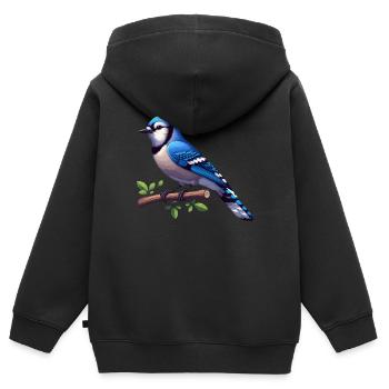 Blauhäher Lustige Vogelbeobachtung Ornithologie Nord - Kinder Premium Organic Zip Hoodie - Schwarz - Hinten - AI Model Kid Male (0cm)
