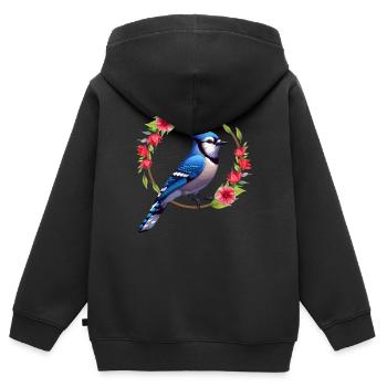 Blauhäher Vogel Cyanocitta Cristata Ornithologe - Kinder Premium Organic Zip Hoodie - Schwarz - Hinten - AI Model Kid Male (0cm)