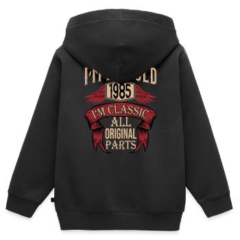 pas vieux classique haha witzig fu - Sweat Premium à capuche zippé enfant bio - noir - Dos - AI Model Kid Male (0cm)