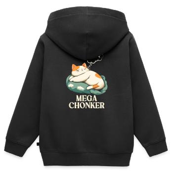 Mega Chonker Cat Thought Bubble Fish - Kids Premium Organic Zip-up Hoodie - black - Back - AI Model Kid Male (0cm)