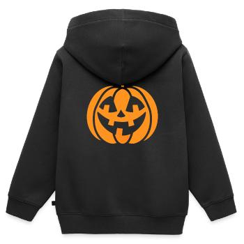 Kürbis - Kinder Premium Organic Zip Hoodie - Schwarz - Hinten - AI Model Kid Male (0cm)