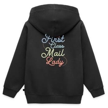 First Class Mail Lady Postal Worker Mail - Kinder Premium Organic Zip Hoodie - Schwarz - Hinten - AI Model Kid Male (0cm)