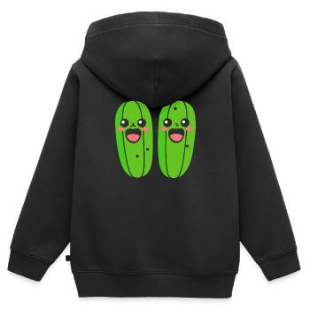 Gurke - Kinder Premium Organic Zip Hoodie - Schwarz - Hinten - AI Model Kid Male (0cm)