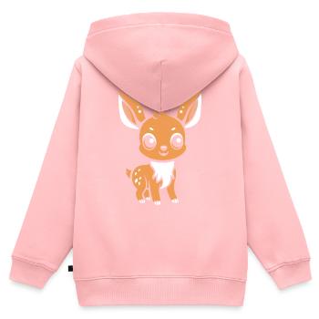 Reh - Kinder Premium Organic Zip Hoodie - Rosa - Hinten - AI Model Kid Female (0cm)