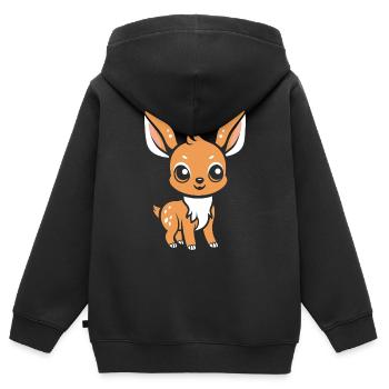 Reh - Kinder Premium Organic Zip Hoodie - Schwarz - Hinten - AI Model Kid Male (0cm)