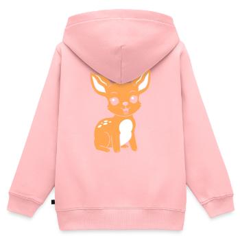 Reh - Kinder Premium Organic Zip Hoodie - Rosa - Hinten - AI Model Kid Female (0cm)