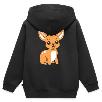 Reh - Kinder Premium Organic Zip Hoodie - Schwarz - Hinten - AI Model Kid Male (0cm)