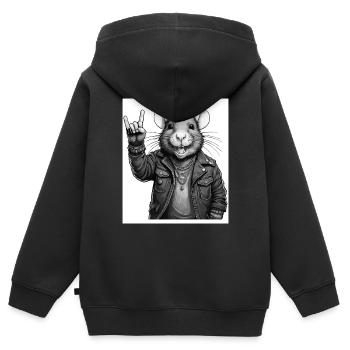 RATTE IT ROCKS À NOUVEAU - Sweat Premium à capuche zippé enfant bio - noir - Dos - AI Model Kid Male (0cm)