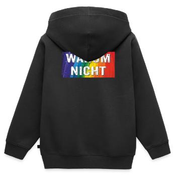 WARUM NICHT - Kinder Premium Organic Zip Hoodie - Schwarz - Hinten - AI Model Kid Male (0cm)
