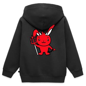 Hase Teufel Dämon Böse Satan Hölle Dreizack Kostüm - Kinder Premium Organic Zip Hoodie - Schwarz - Hinten - AI Model Kid Male (0cm)