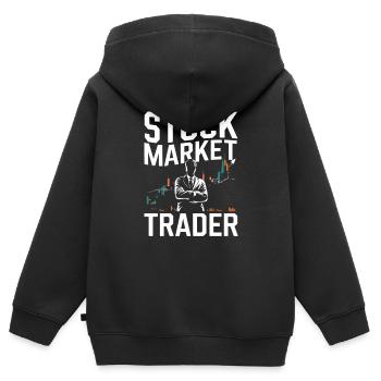 Trader boursier Graphique Trader boursier - Sweat Premium à capuche zippé enfant bio - noir - Dos - AI Model Kid Male (0cm)