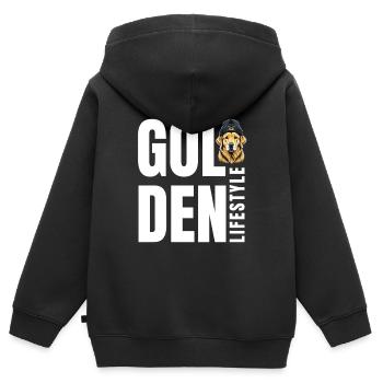 Golden Lifestyle | Cooles Golden Retriever Motiv - Kinder Premium Organic Zip Hoodie - Schwarz - Hinten - AI Model Kid Male (0cm)