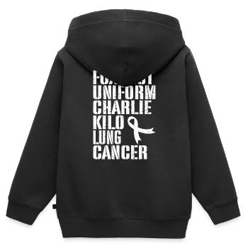 Drôle de cancer du poumon ruban blanc poumon poumon LUng - Sweat Premium à capuche zippé enfant bio - noir - Dos - AI Model Kid Male (0cm)