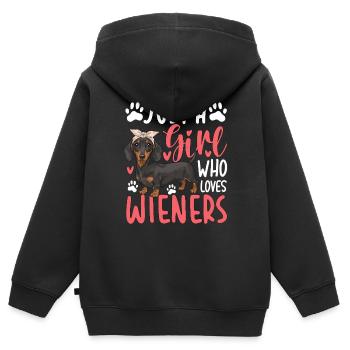 Juste une fille qui aime les saucisses fumées - Sweat Premium à capuche zippé enfant bio - noir - Dos - AI Model Kid Male (0cm)