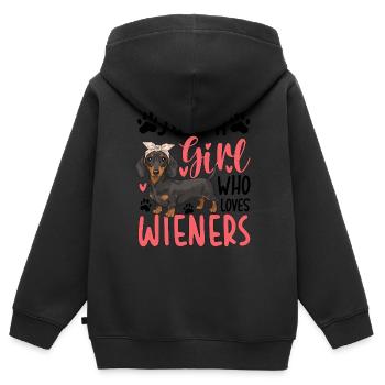 Juste une fille qui aime les saucisses fumées - Sweat Premium à capuche zippé enfant bio - noir - Dos - AI Model Kid Male (0cm)