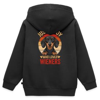 Juste un garçon qui aime les saucisses fumées - Sweat Premium à capuche zippé enfant bio - noir - Dos - AI Model Kid Male (0cm)