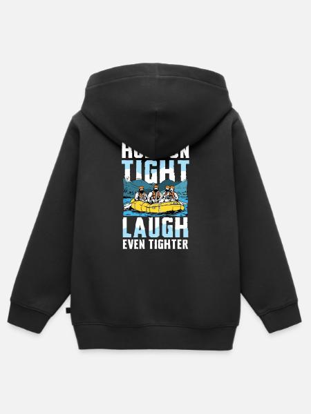 Rafting Adventure : Accrochez-vous, riez - Sweat Premium à capuche zippé enfant bio - noir