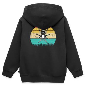 Araignées drôles Araignées araignées tarentules arachnides rétro - Sweat Premium à capuche zippé enfant bio - noir - Dos - AI Model Kid Male (0cm)