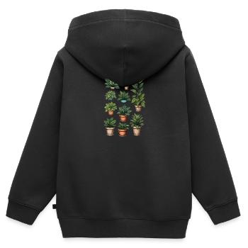 Collection de plantes en pot - Sweat Premium à capuche zippé enfant bio - noir - Dos - AI Model Kid Male (0cm)