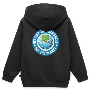 Zerstöre Das Patriarchat Nicht Den Planeten - Kinder Premium Organic Zip Hoodie - Schwarz - Hinten - AI Model Kid Male (0cm)