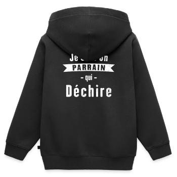 Pate, der weint Geschenkidee - Kinder Premium Organic Zip Hoodie - Schwarz - Hinten - AI Model Kid Male (0cm)