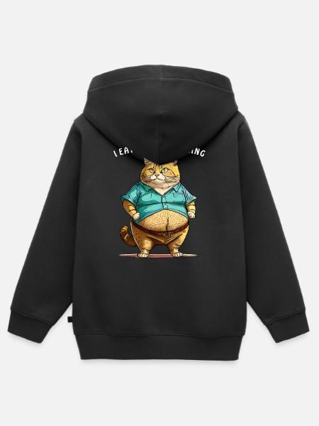 GATTO NON MANGIO QUASI NULLA - Felpa Premium con cappuccio con zip bambino bio - nero