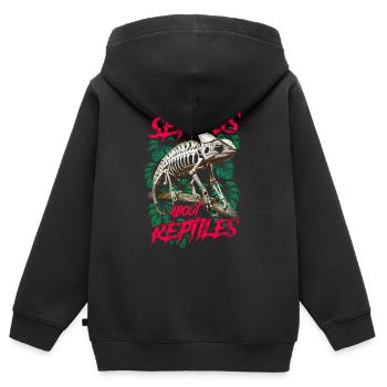 Sérieux au sujet des reptiles streetwear gardien de reptiles - Sweat Premium à capuche zippé enfant bio - noir - Dos - AI Model Kid Male (0cm)