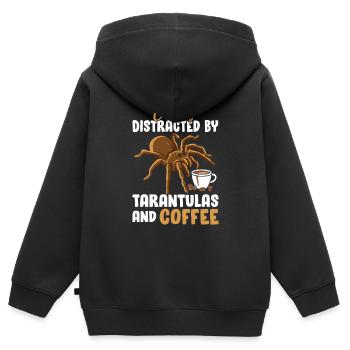 Tarentule Café Drôle Arachnide Exotique Grand - Sweat Premium à capuche zippé enfant bio - noir - Dos - AI Model Kid Male (0cm)