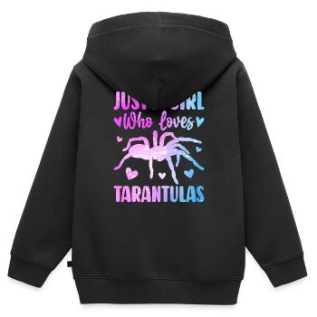 Juste une fille qui aime les araignées arachnides tarentule - Sweat Premium à capuche zippé enfant bio - noir - Dos - AI Model Kid Male (0cm)